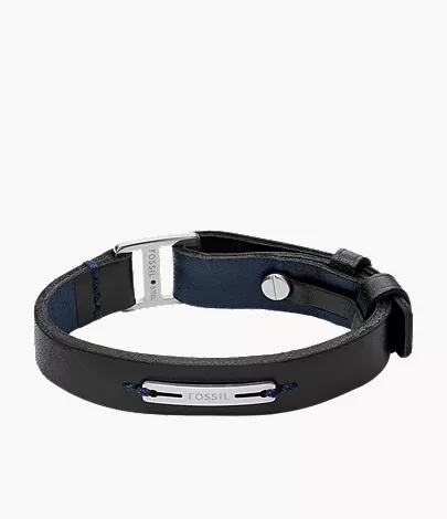 Machine Rugged Midnight Blue and Black Leather Strap Bracelet