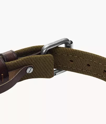 Everett Color Pop Green And Brown Leather Strap Bracelet - Image 4