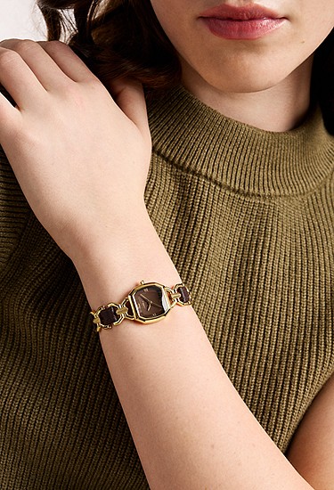 Harlow 22mm Three-Hand Brown Leather and Gold-Tone Stainless Steel Watch - Image 2