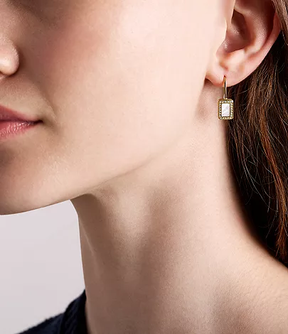 Raquel Glitz White Mother-of-Pearl Drop Earrings - Image 2